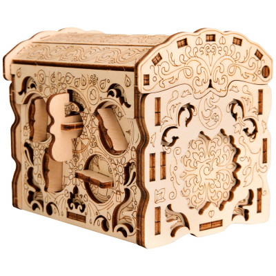 Wooden Secret TREASURE BOX, 3D PUZZLE KIT FOR SELF-ASSEMBLY