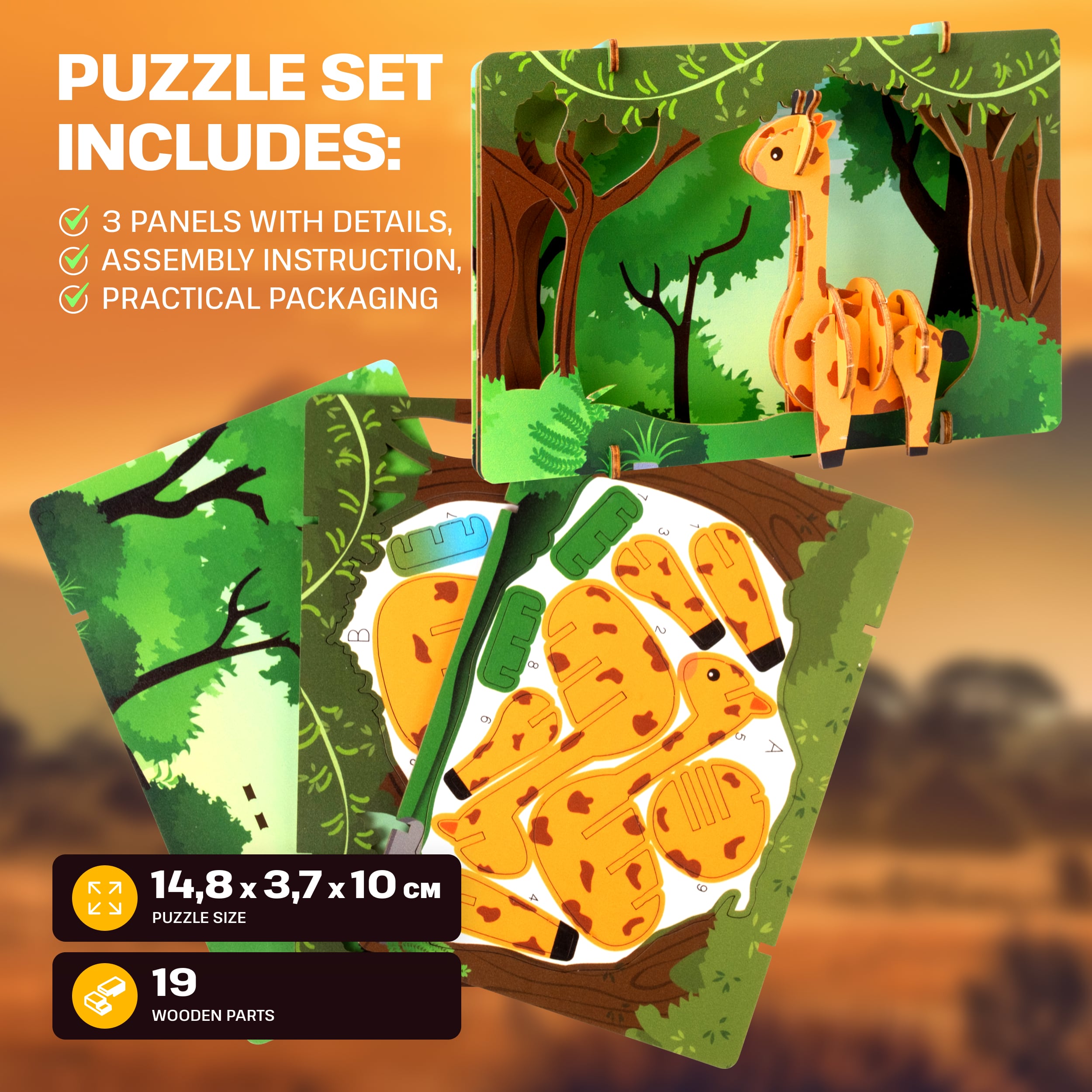 Images and photos of Safari Wonders 3D Puzzle Kit. ESC WELT.
