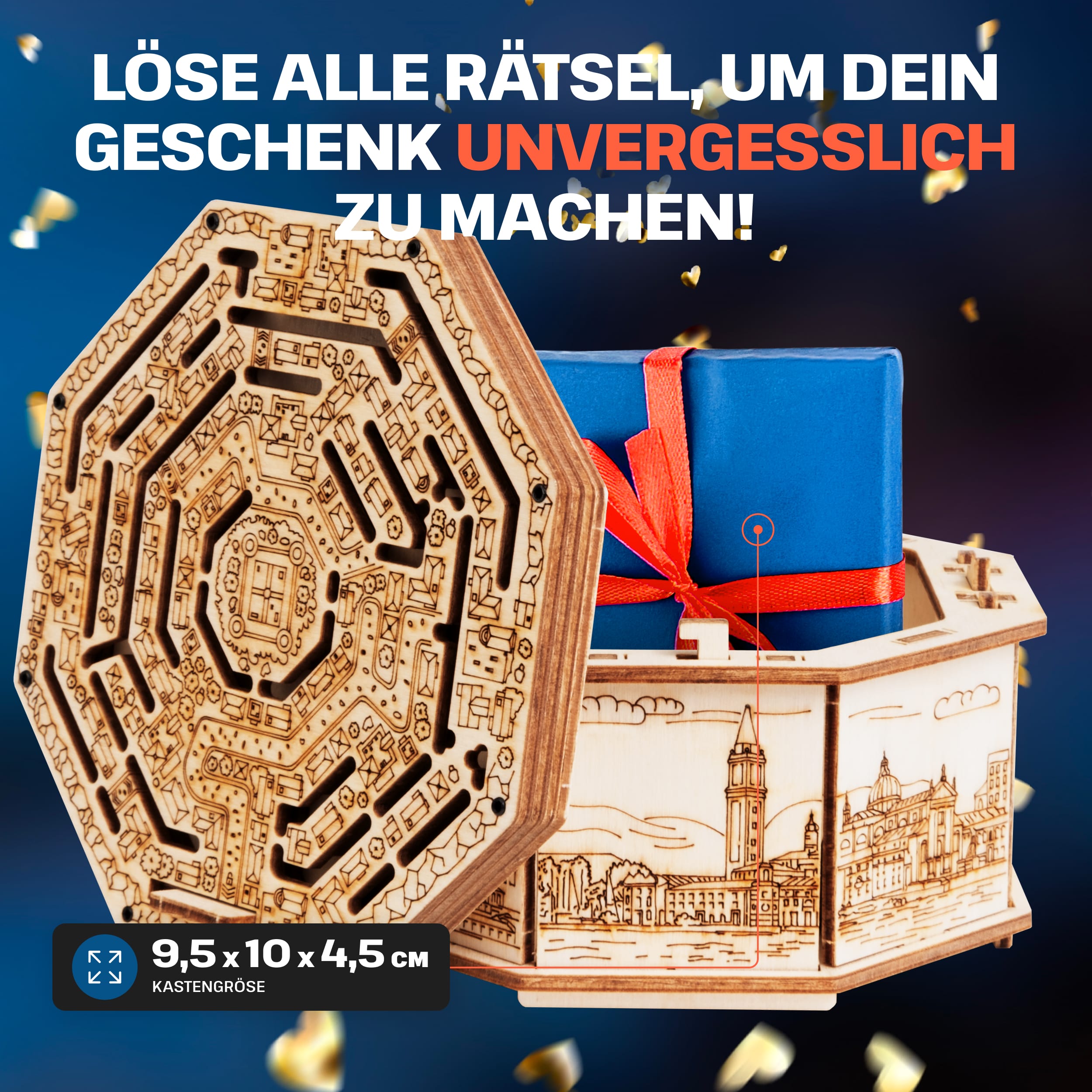 Images and photos of Wooden Secret MAZE BOX, 3D PUZZLE KIT FOR SELF-ASSEMBLY. ESC WELT.